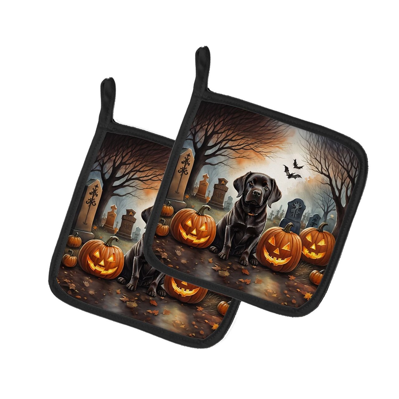 Edge Collections - 7.5" x 7.5" - Multicolor - Chocolate Labrador Retriever Halloween Pot Holder - 1 Pair
